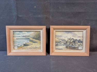 Pair of S. Gansheroff Watercolors c. 1954