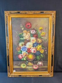 C. Freeman Oil on Canvas Floral Painting c.1990's