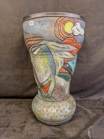 David Stabley Raku Style Pottery Vase