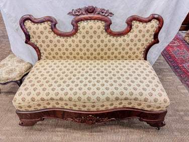 Mahogany Victorian Petticoat or Slipper Bench