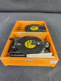 Thorens Miniature Tin Disc Music Box in Mahogany Case