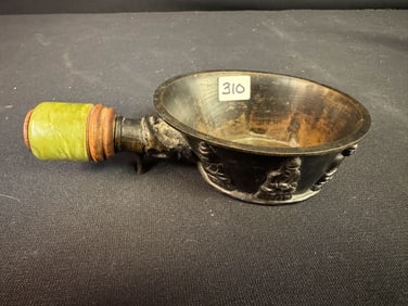 18th Century Bronze & Jade Oriental Silk Iron