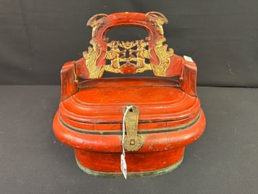 A oriental hand carved makeup box
