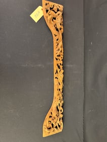 Antique Wood Carving of Dragons with Glass Eyes, Signed on Back