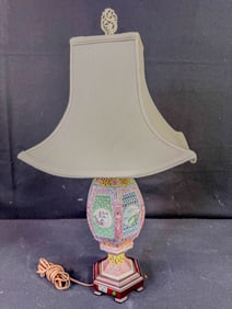 Chinese Famille Rose 'Marriage' Lantern Repurposed as a Table Lamp