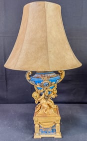 Phillipe H. Mourey Gold Over Bronze & Porcelain Urn with Cupids