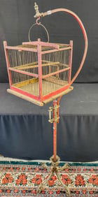 Victorian Brass & Iron Bird Cage Stand