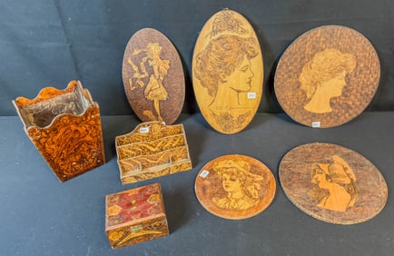 Antique Pyrographic Wood Art
