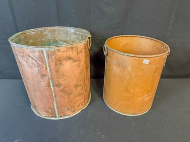 2 Bail Handled Solid Copper Kettles