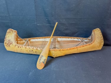 Folk Art Birch Bark Indian Canoe