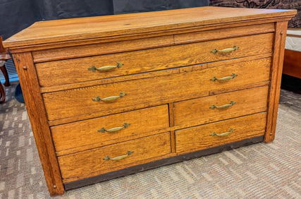 Oak 6-Drawer Flat File