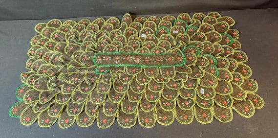 Folk Art Rug Made with Embroidered Patches