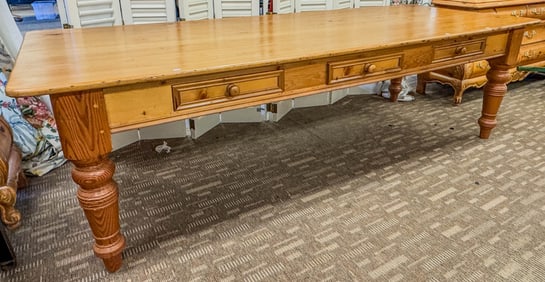 Outstanding Country Pine 3 Drawer Harvest Table