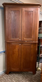 2 Part Early Walnut Corner Cupboard