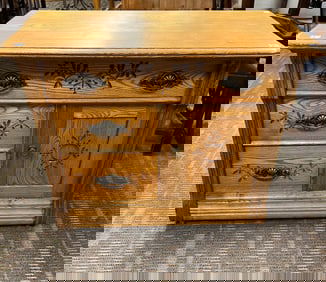 Floral Carved Oak Commode