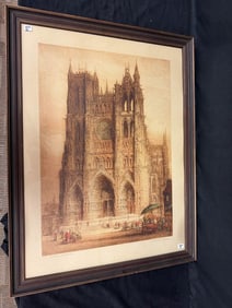 James Alphege Brewer Amiens Cathedral Steel Engraving c.1920's