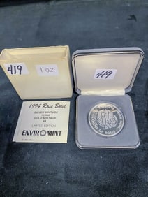 .999 Fine Silver  1 Troy Ounce Round 1994 Rose Bowl Coin