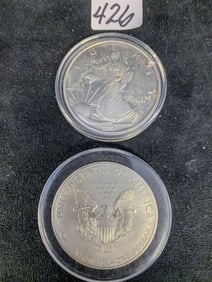 Two .999 Fine Silver 1 Troy Ounce Walking Liberty  Coins