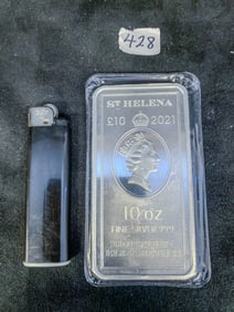 10 Troy Ounce .999 Fine Silver Bar HM Queen Elizabeth II