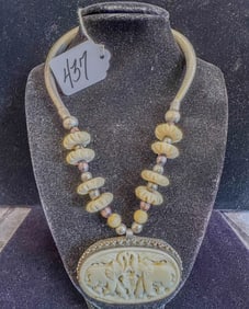 Silver & Carved Bone Necklace