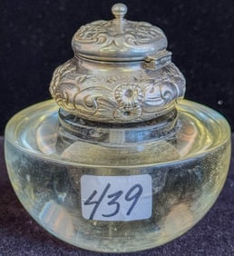 Sterling & Crystal Inkwell