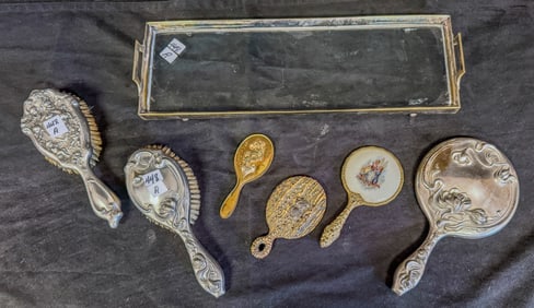 Group of Fancy Victorian Hand Mirrors & More