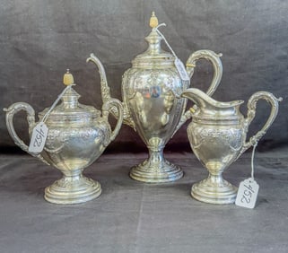 Sterling Edwardian 3 Piece Coffee Service