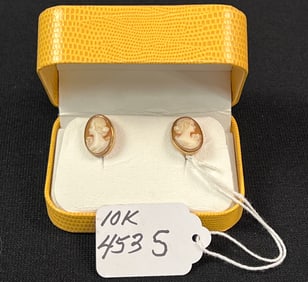 Pair of 10 carrot Gold Cameo Earrings