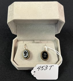 Victorian Mourning Cameo Earrings