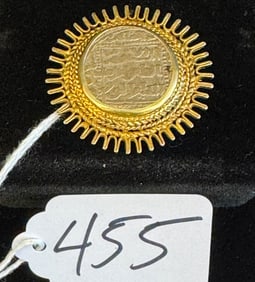 Yellow Gold Coin Bezel Brooch