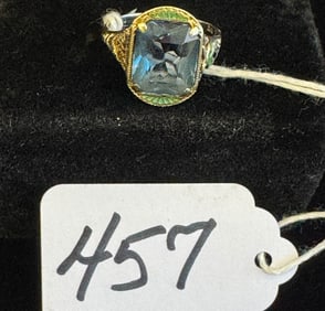 14 kt. White Gold Art Deco Aquamarine Ring
