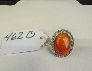 Sterling Carnelian Marcasite Ring