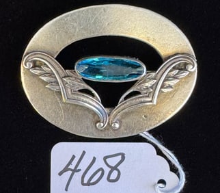 Sterling Art Nouveau Sash Brooch, Signed