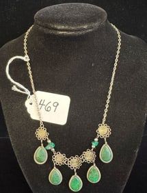 Silver and Malachite Necklace