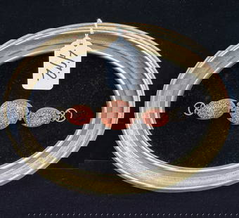 Early Persian bracelet Carved Carnelian: 1700s Persian bazuband. Three carved carnelians with incantation. This early mixed silver bracelet has one stone that is cracked. Beautifully framed.