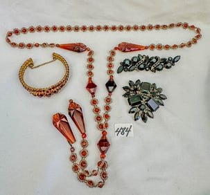 Antique Jewlery Lot, Garnets, Jet, Amber