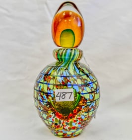 A Large Venetian, Cut Crystal, Layered Art Glass Scent Bottle
