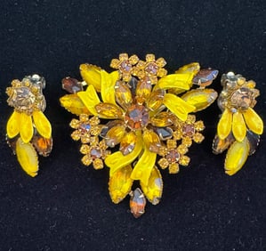 Large Rhinesone Lot to Include Pins, Bracelet, Brooches. Etc