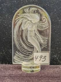 Lalique Art Deco Standing Mermaid Paperweight, Signed