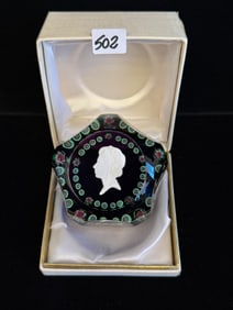 Baccarat Queen Elizabet Silver Jubilee Millefiori Paperweight
