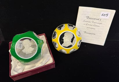 2 baccarat paperweights- Bonaparte and one other