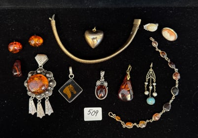Lot of Jewelry Including Amber & Sterling