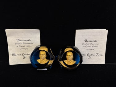 2 Baccarat Paperweights - Martin Luther King Jr and Muhammad Ali