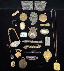 Victorian Jewelry Lot & Advertising Pendant Charms