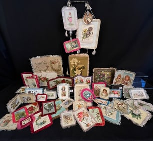 43 Victorian Silk Fringe Trimmed Greeting & Holiday Cards c1880's