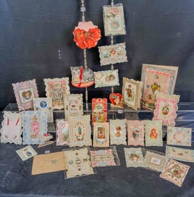 34 Victorian Fancy Valentines Cards c1870's-1900