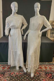 2 Victorian White Lace Lawn dresses C190/1900