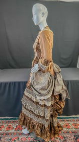 Elaborate Victorian Cotton Calico Print Ensemble  c1870's