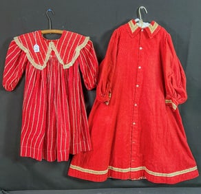2 Victorian Children's Calico Dress and coat c1840-1870's