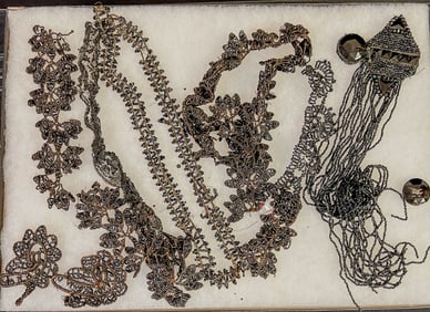 A Group of Victorian Jet Beaded Dress trims and Findings c 1860's